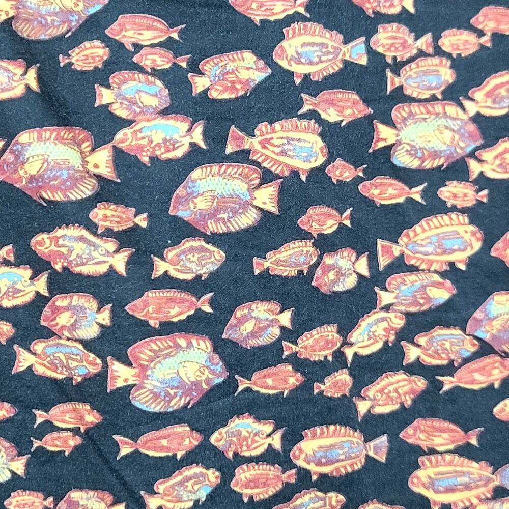 Tori Richard Fish Print Camp Shirt 2X Black GUC Cotton - Picture 4 of 5